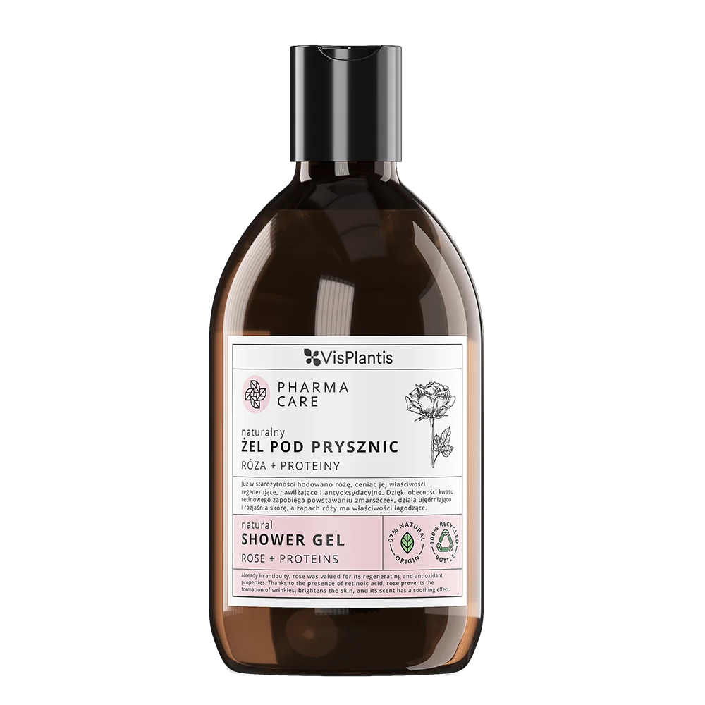 VisPlantis Pharma Care naturalny żel pod prysznic Róża + proteiny, 500 ml