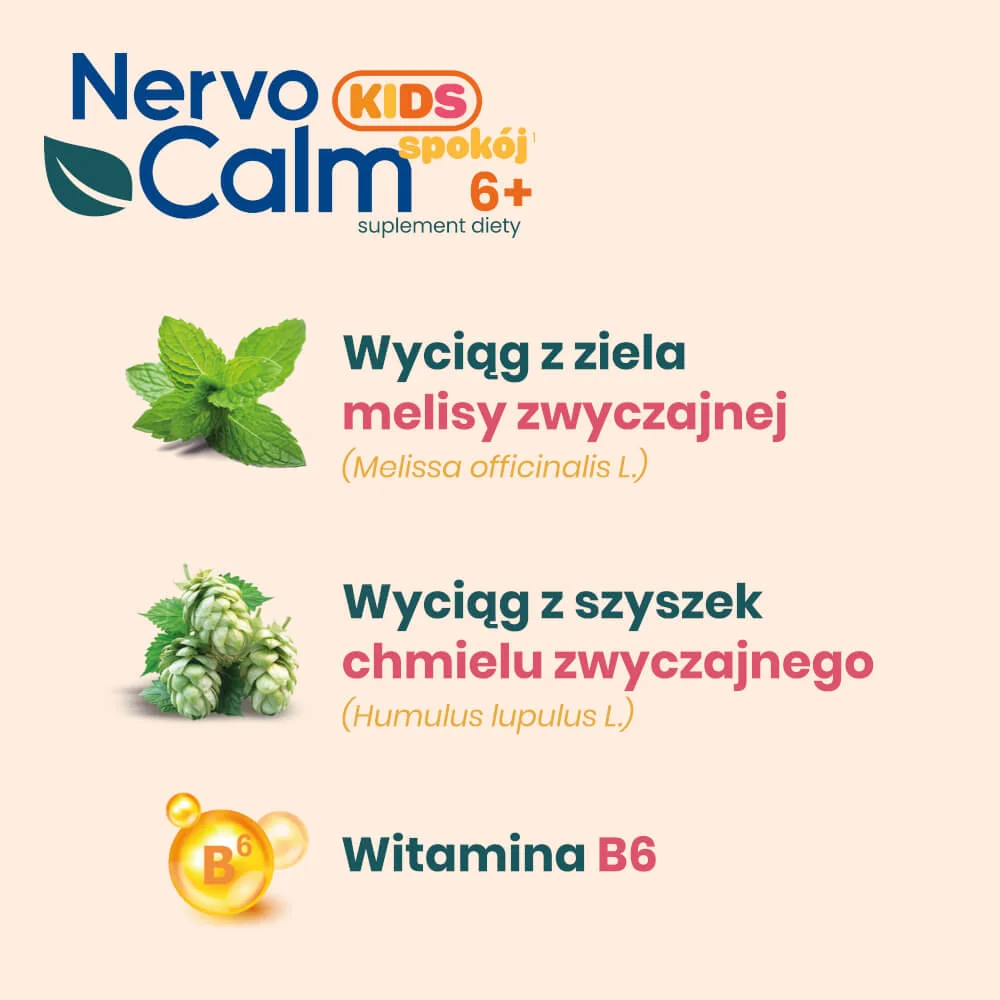 NervoCalm Kids 6+ Spokój o smaku malinowym, 30 żelek