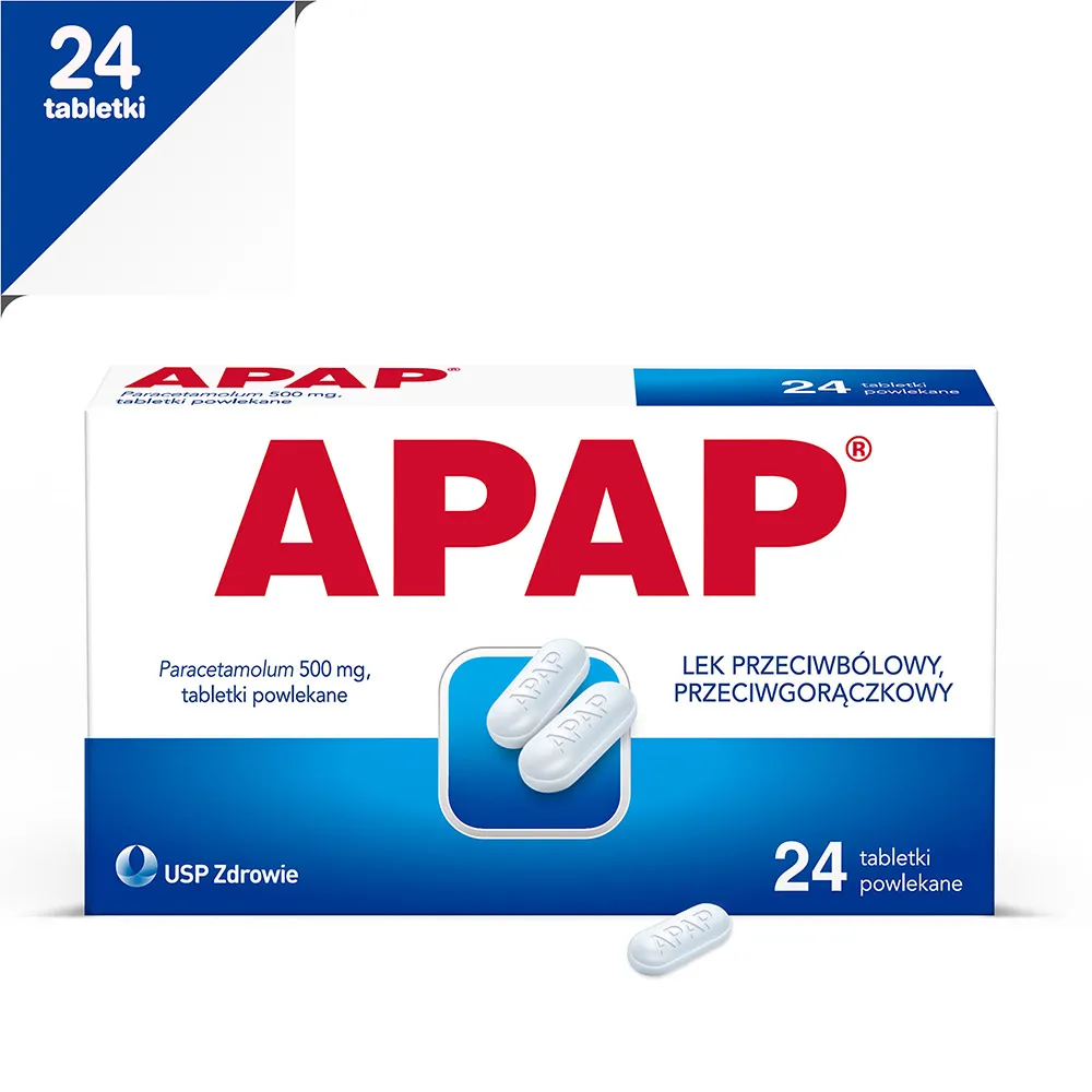 APAP - lek przeciwbólowy, przeciwgorączkowy, 24 tabletek