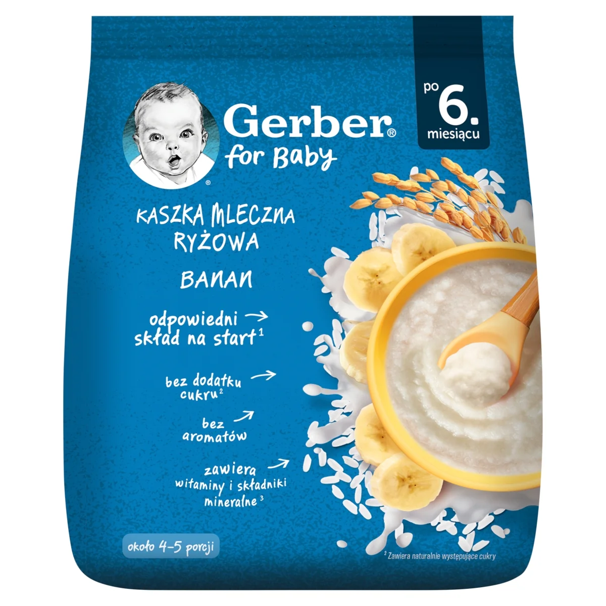 Gerber kaszka mleczna ryżowa banan po 6. miesiącu, 160 g