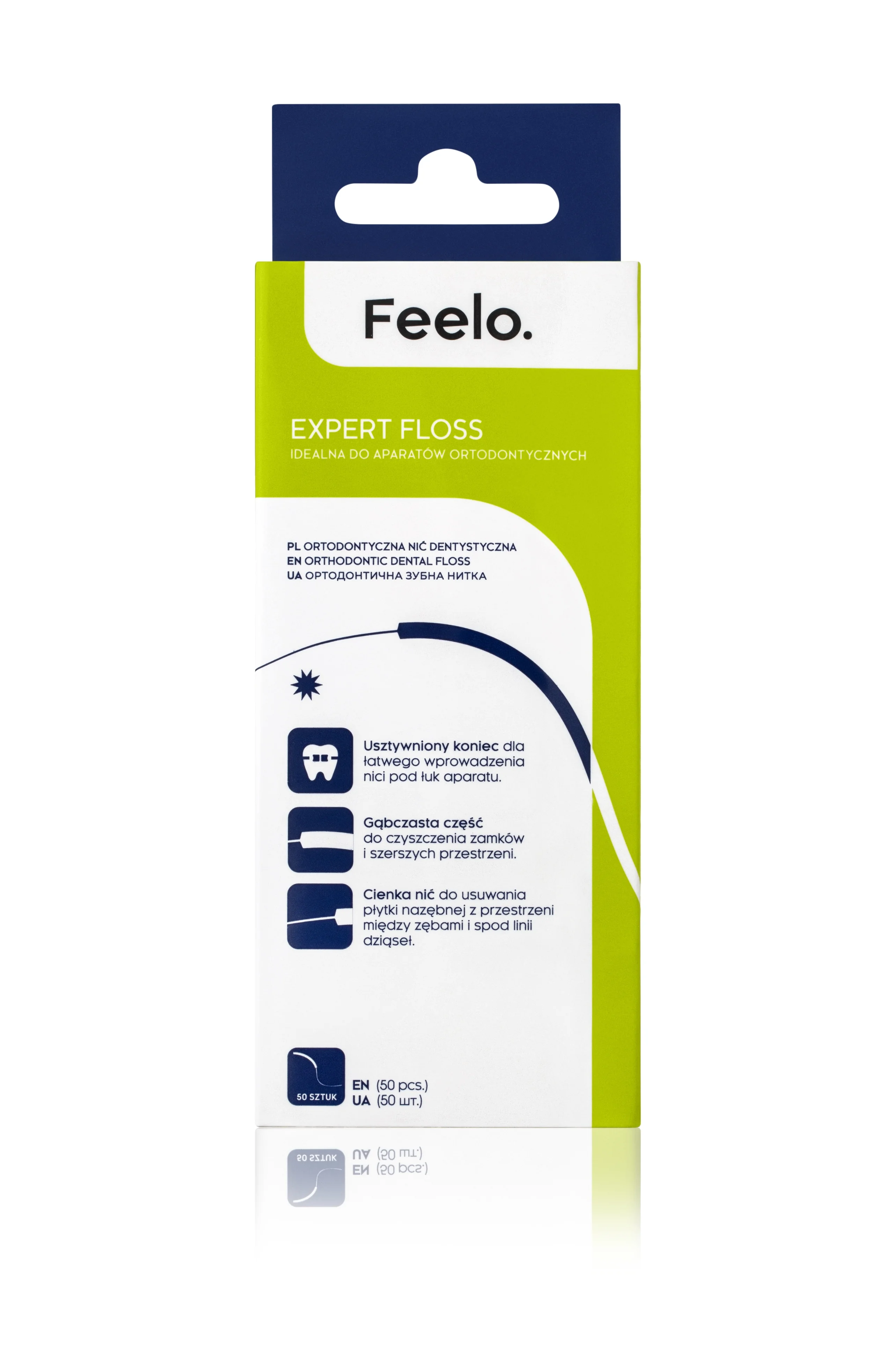 FEELO Expert Floss ortodontyczna nić dentystyczna, 50 sztuk