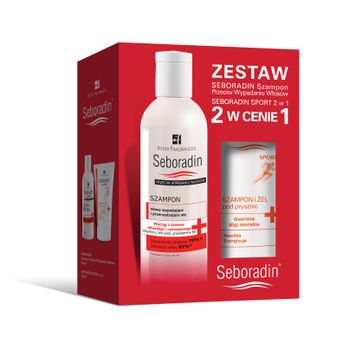 Seboradin zestaw szampon przeciw wypadaniu włosów, 200 ml + żel pod prysznic 2w1, 150 ml 