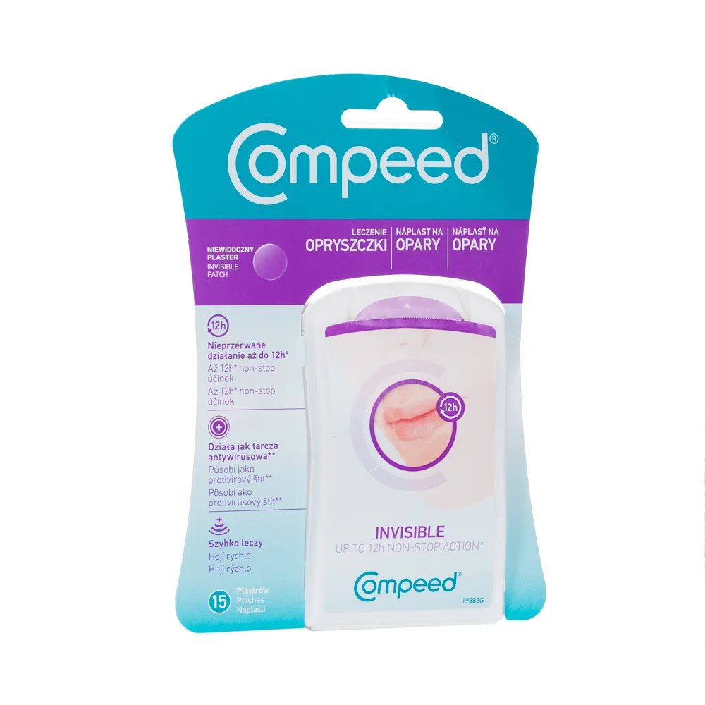 Compeed, niewidoczne plastry na opryszczke, 15 plastrów. 