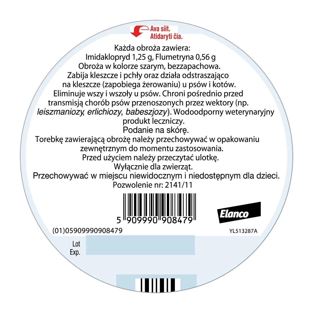 Foresto 1,25 g + 0,56 g, obroża dla kotów i psów ≤ 8 kg, 1 sztuka