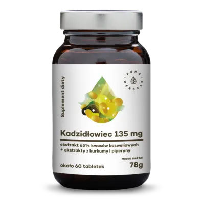 Aura Herbals, Kadzidłowiec 135mg + Ekstrakty z kurkumy i piperyny, suplement diety, 78g