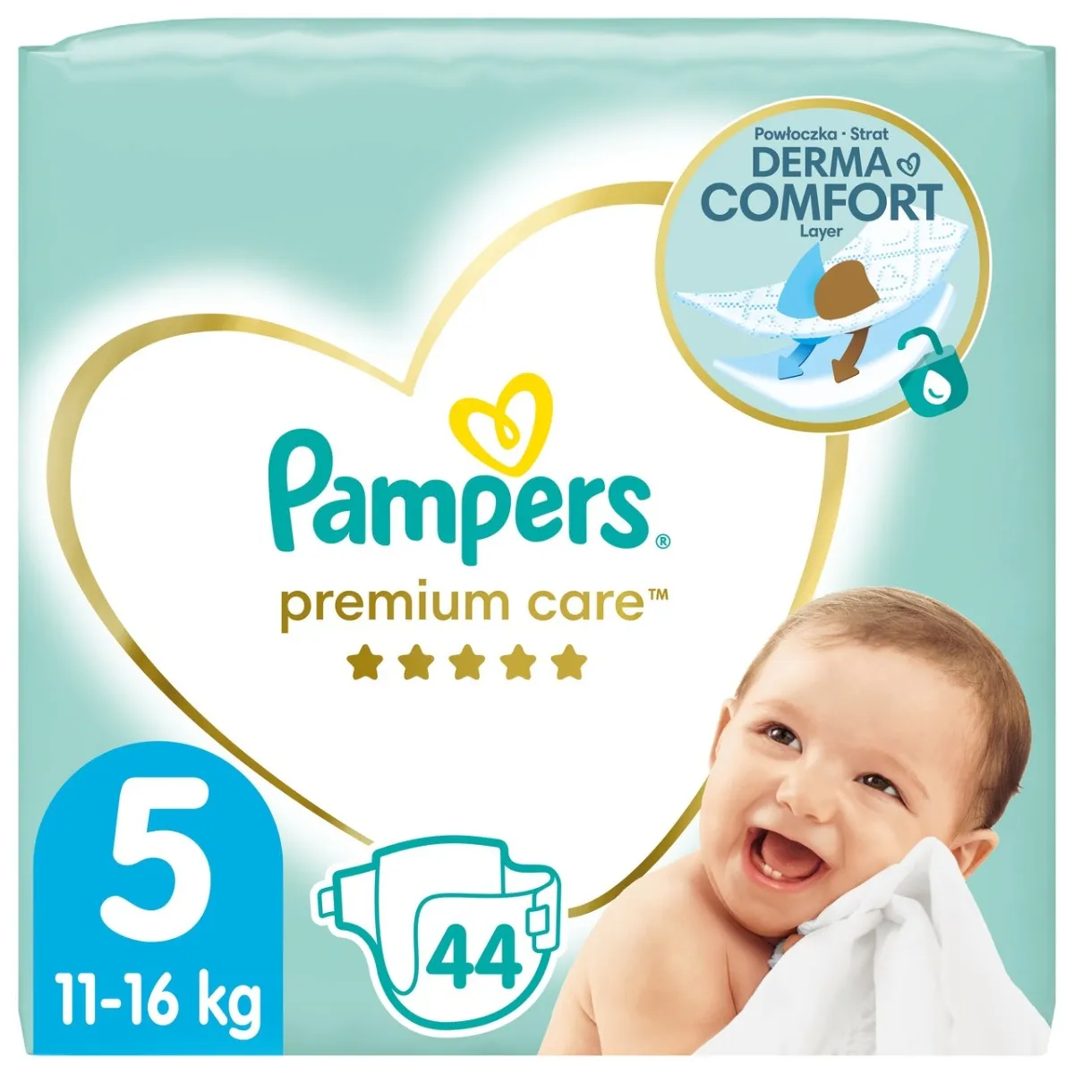Pampers Premium Care, pieluchy rozmiar 5, 11-16 kg, 44 sztuki