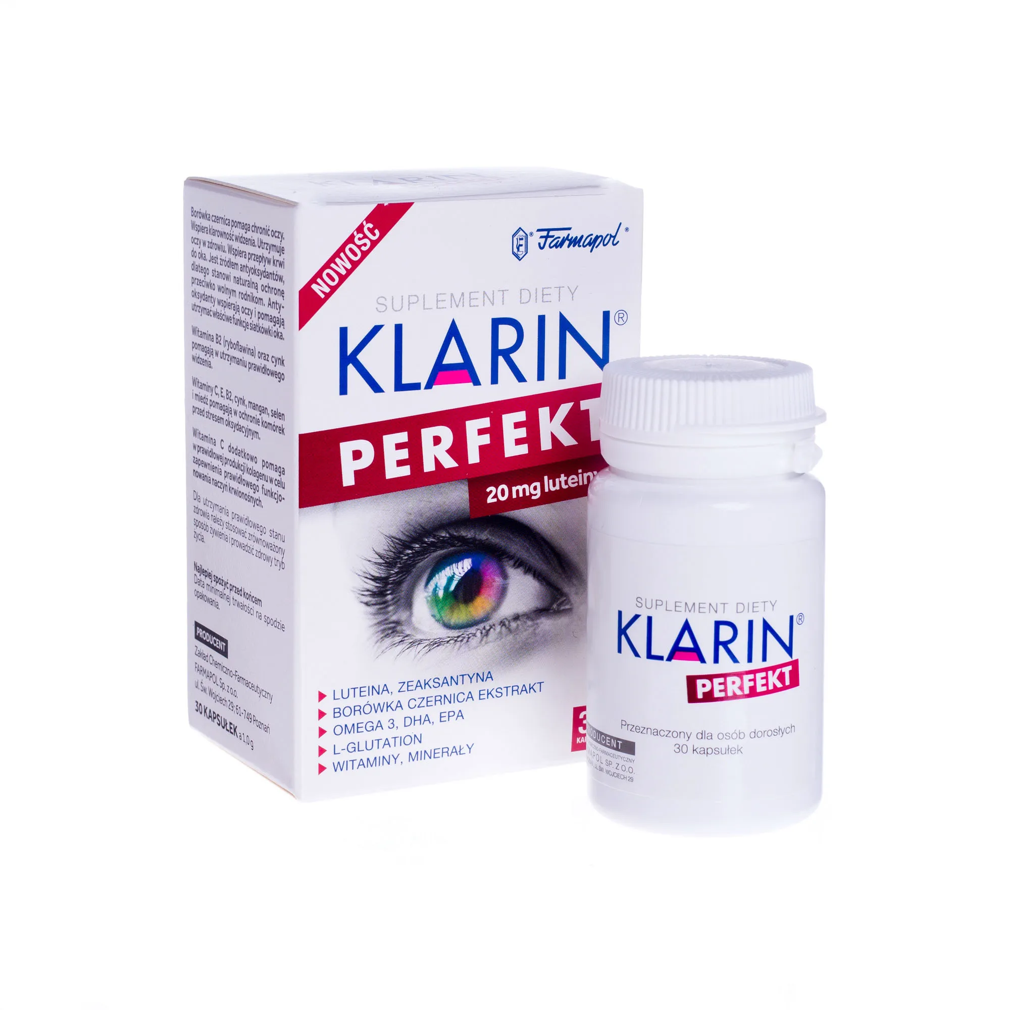Klarin Perfekt, suplement diety wspomagający dobre widzenie, 30 kapsułek 