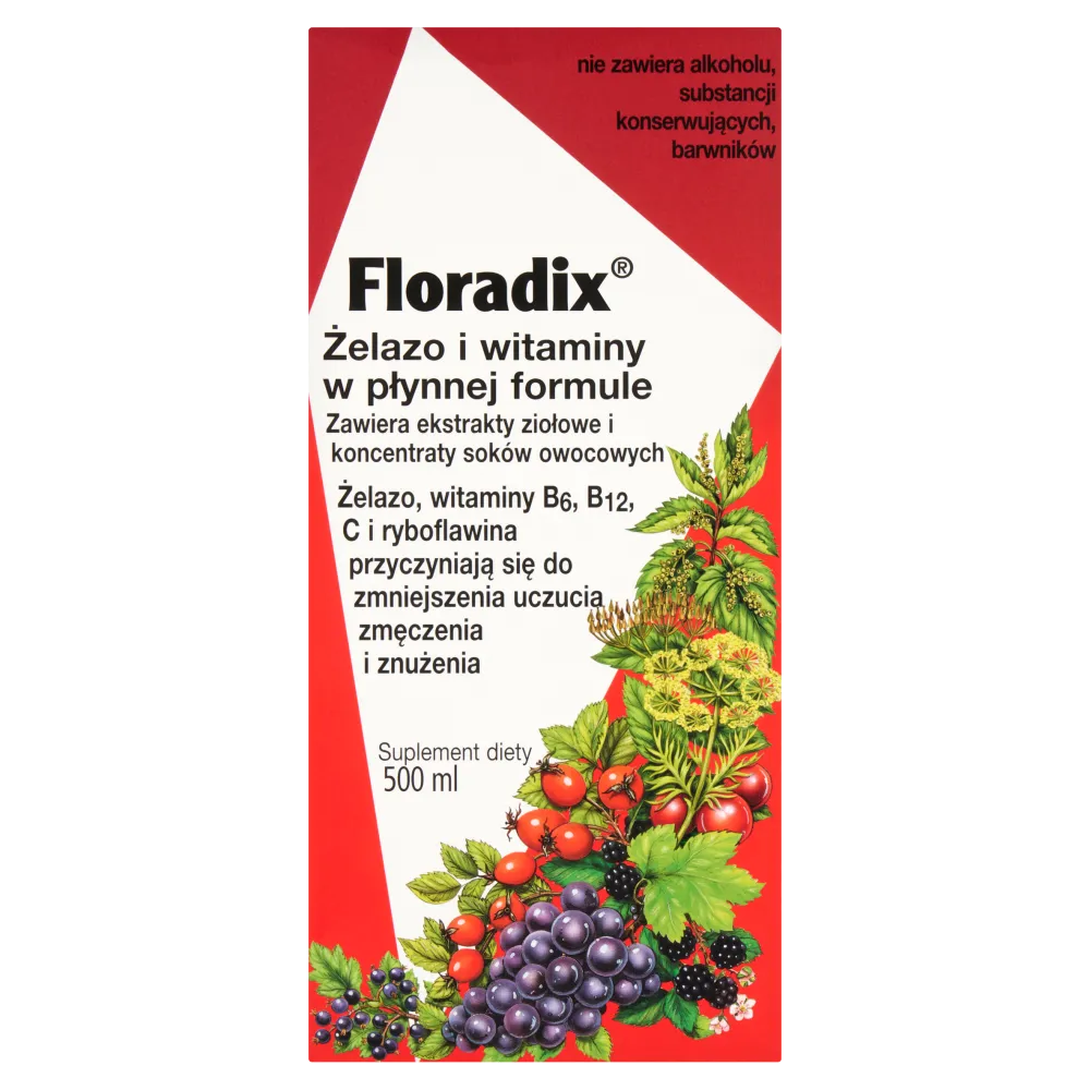 Floradix, żelazo i witaminy w płynie, 500 ml