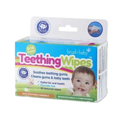 Teething Wipes, Gaziki higieniczne z rumiankiem (0-16 miesięcy) – 20 sztuk