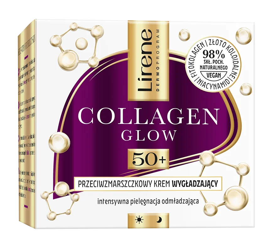 Lirene Collagen Glow przeciwzmarszczkowy krem wygładzający 50+, 50 ml
