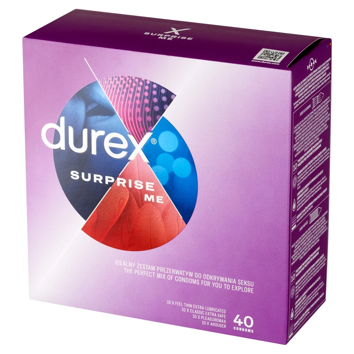 Durex Surprise Me zestaw prezerwatyw, 40 szt.