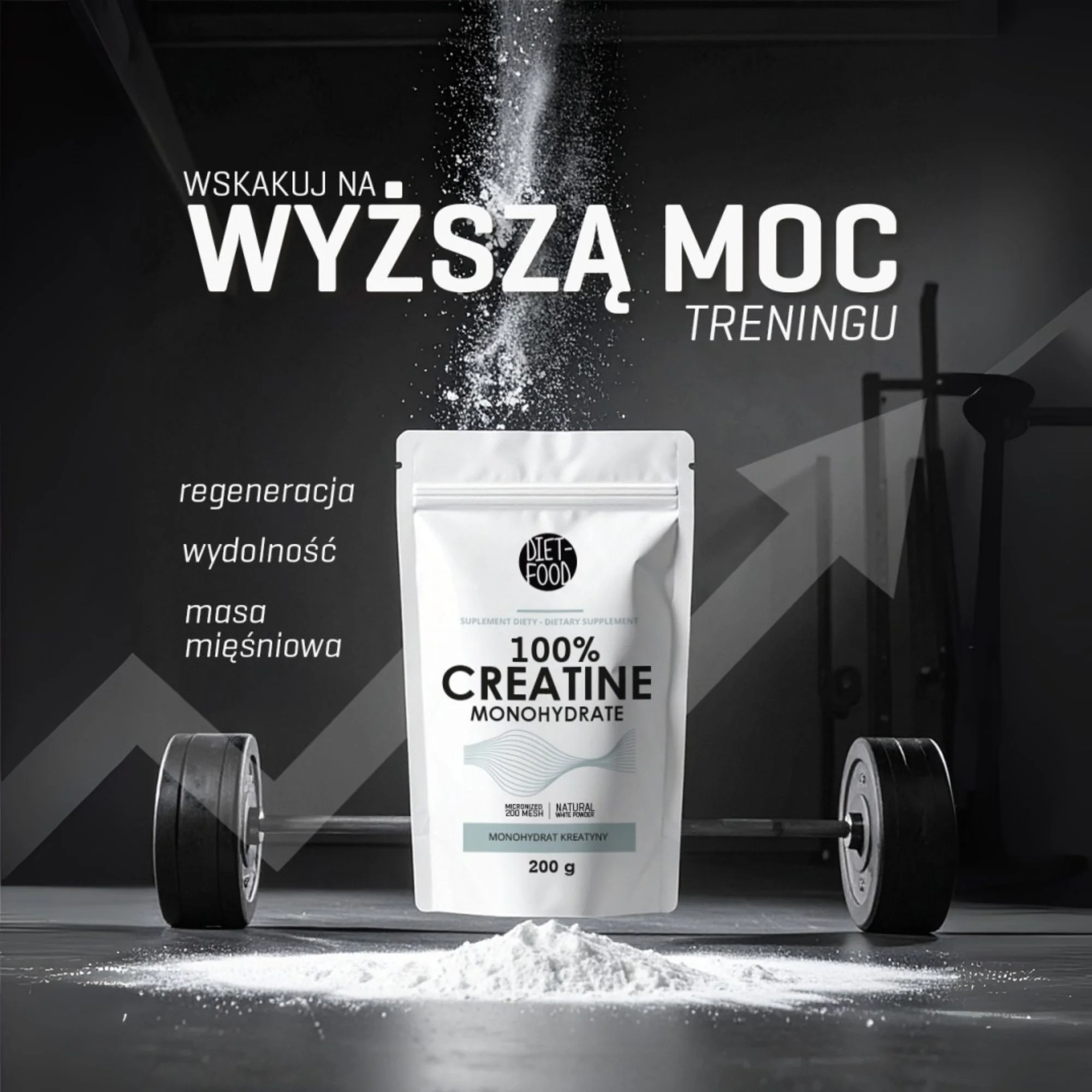 DIET-FOOD Kreatyna Monohydrat proszek, 200 g