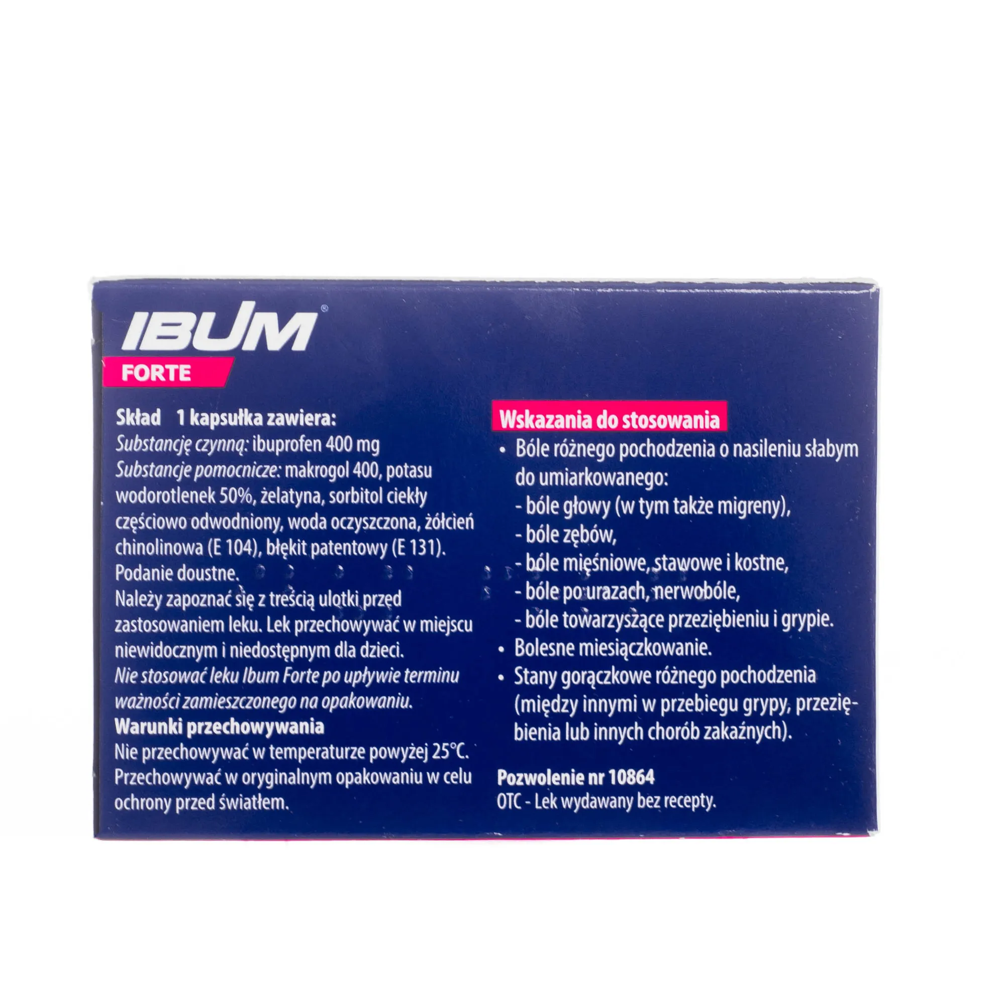 Ibum Tablets Ibum Forte 400 mg, 24 kapsułki – dawkowanie, ulotka, cena| drmax.pl