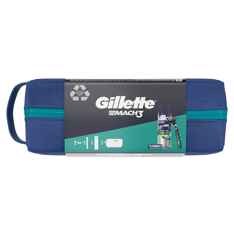 Gillette Zestaw podarunkowy: maszynka Mach3 + 1 ostrze + żel Series 200 ml + kosmetyczka