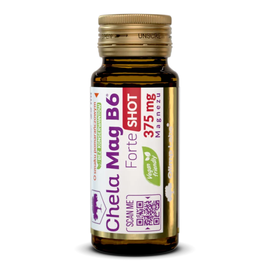 Olimp Chela Mag B6 Forte Shot SOK, smak pomarańczowy, ampułka szklana, 25 ml