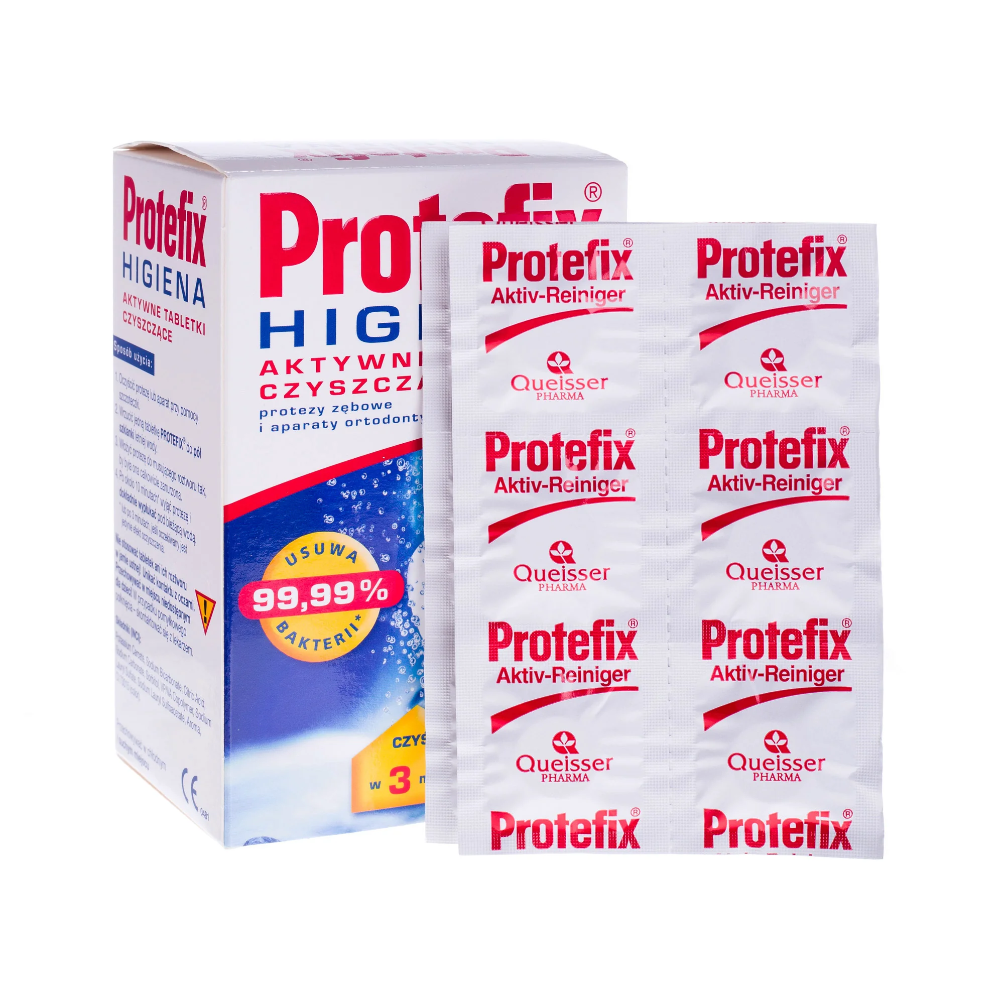 Protefix Higiena aktywne tabletki czyszczące do protez, 66 szt.