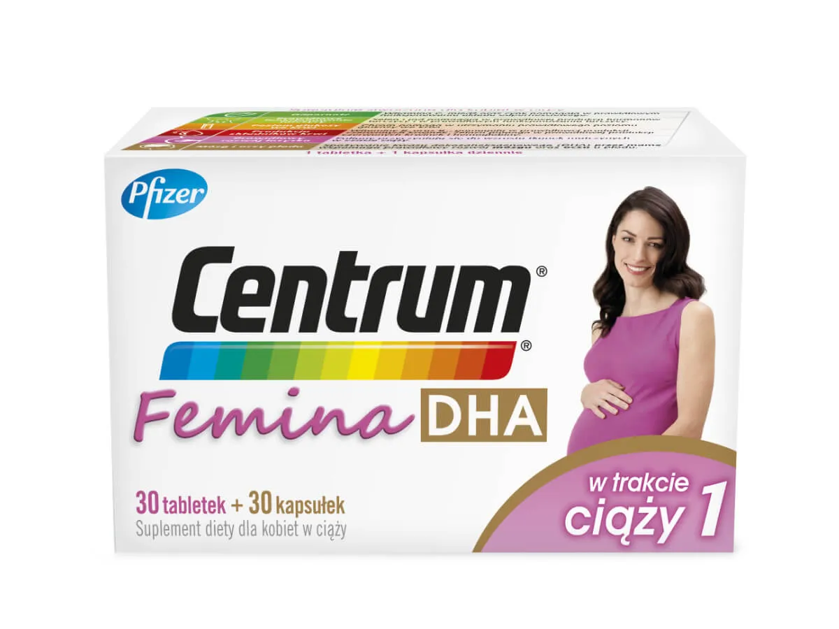 Centrum Femina DHA 1 w trakcie ciąży, suplement diety, 30 tabletek + 30 kapsułek 