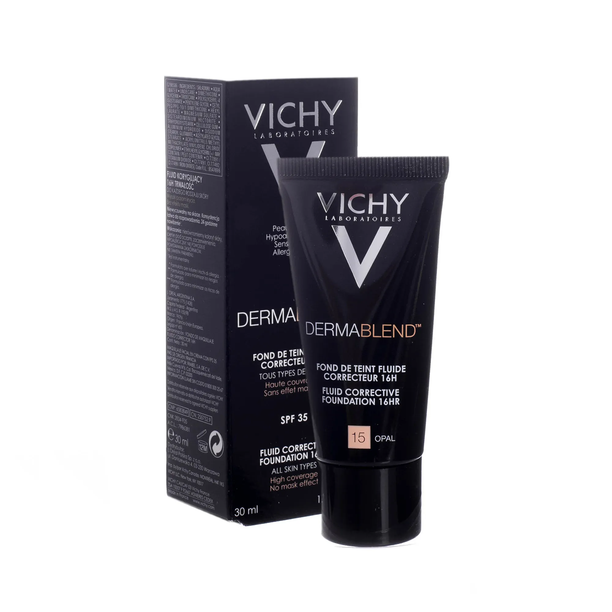 Vichy Dermablend, fluid korygujący 16 h trwałość SPF 35, 15 Opal, 30 ml 