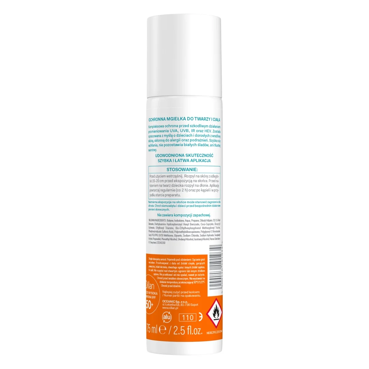 Oillan Sun Mgiełka Spf 50, 75 ml