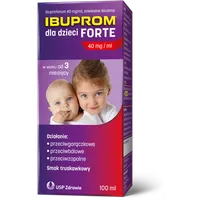 Ibuprom dla Dzieci Forte, 0,2 g/5 ml, zawiesina doustna, smak truskawkowy, 100 ml