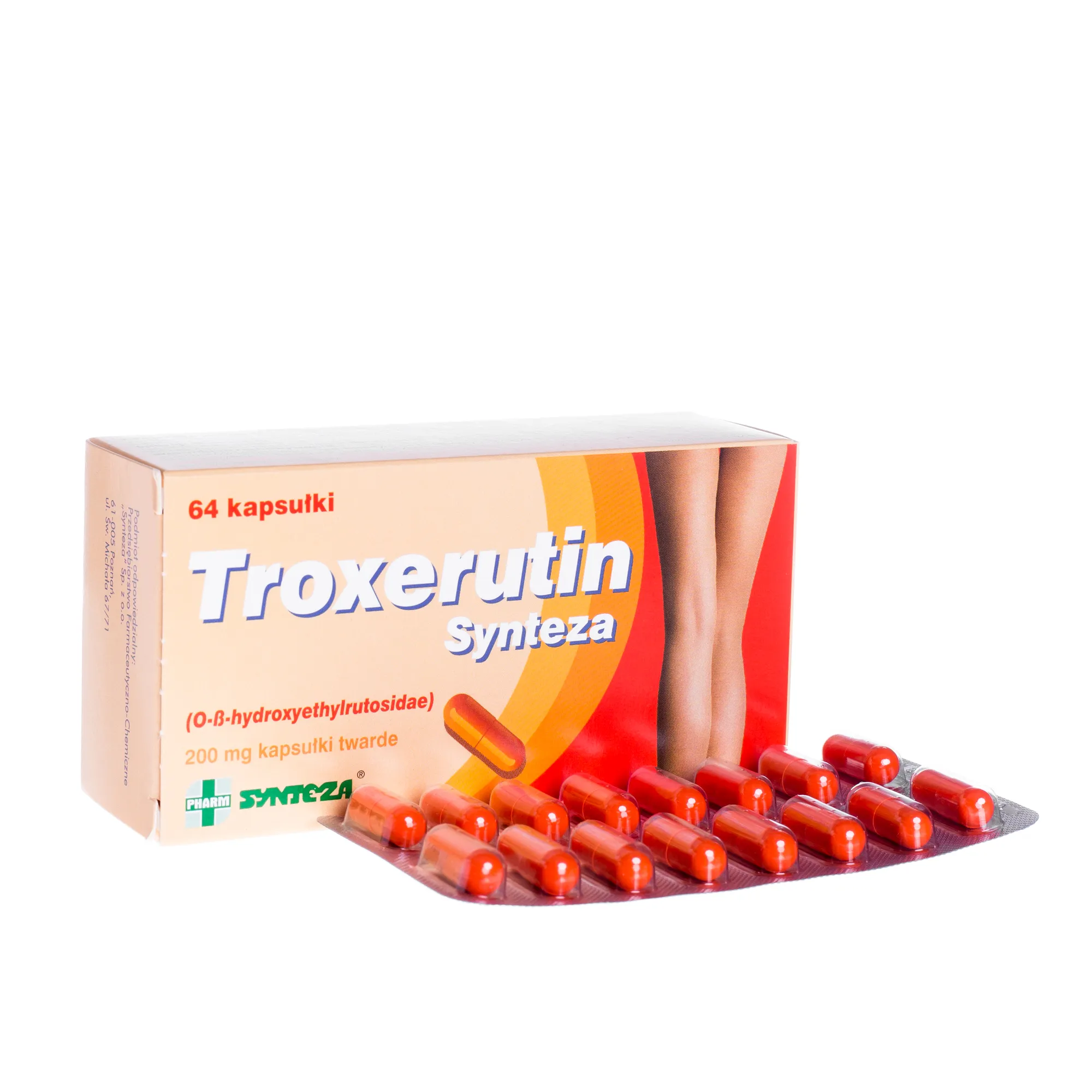 Troxerutin Synteza, 200 mg, 64 kapsułki twarde 