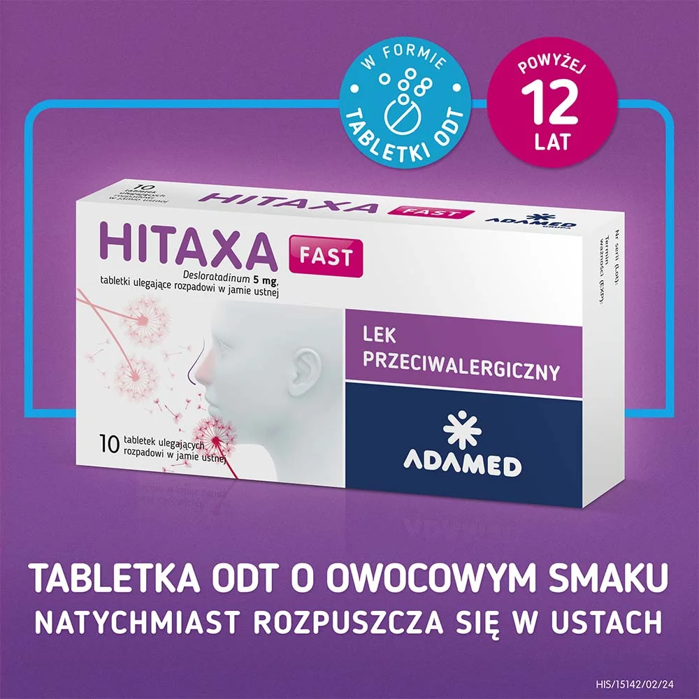 Hitaxa fast 5 mg, 10 tabletek ulegających rozpadowi w jamie ustnej