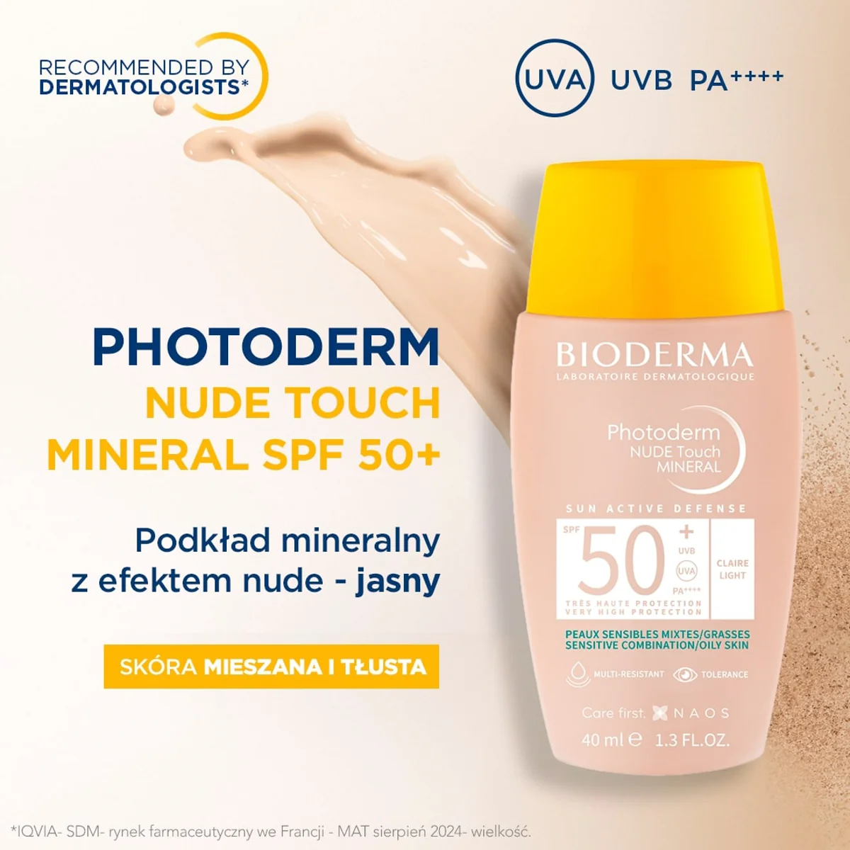 Bioderma Photoderm Nude Touch Mineral jasny podkład SPF 50+, 40 ml