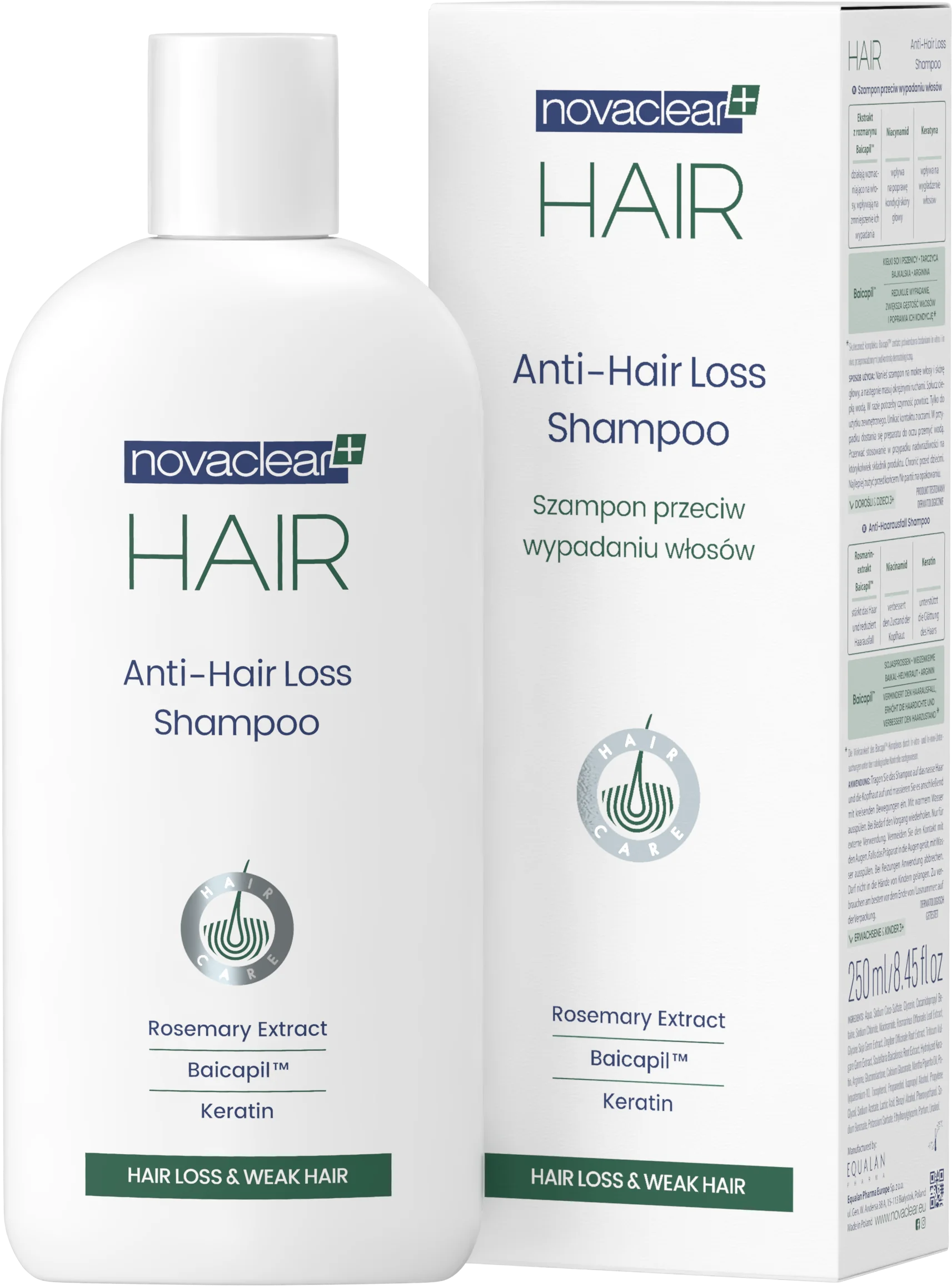 Novaclear Hair szampon przeciw wypadaniu włosów, 250 ml