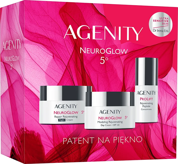 AGENITY NeuroGlow 5º Zestaw modelujący krem na dzień SPF 20, 50 ml + krem na noc, 50 ml + koncentrat peptydowy, 15 ml