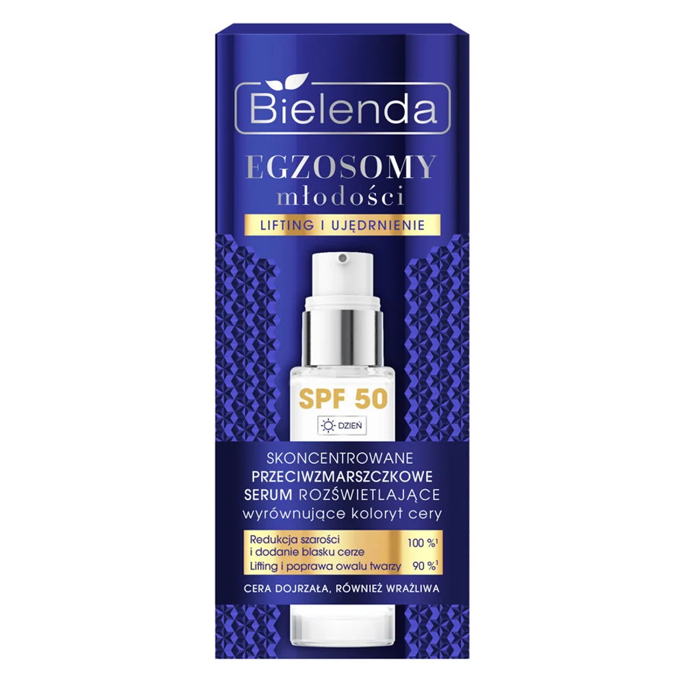 Bielenda Egzosomy Młodości skoncentrowane przeciwzmarszczkowe serum rozświetlające SPF 50, 30 ml