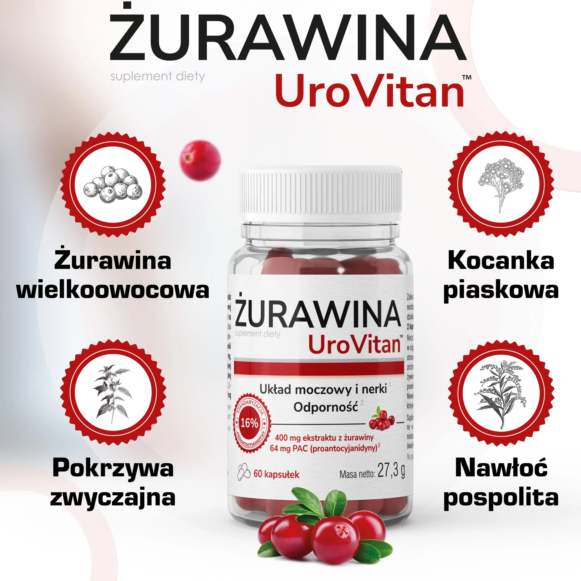 Domowa Apteczka Żurawina UroVitan 60 kapsułek