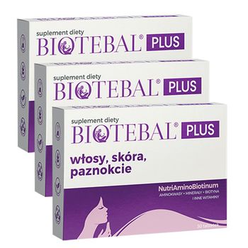 Biotebal Plus włosy, skóra, paznokcie, 30 tabletek x 3 opakowania 