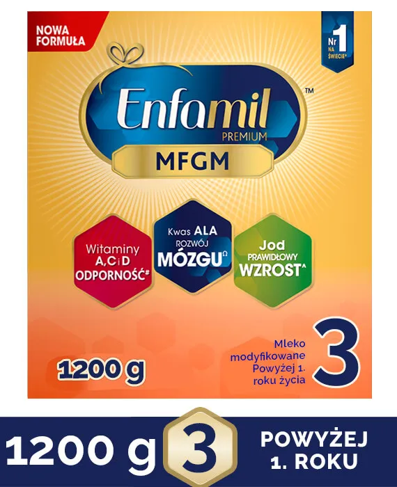 Enfamil Premium 3 MFGM, mleko modyfikowane dla dzieci powyżej 1 roku życia, 1200 g