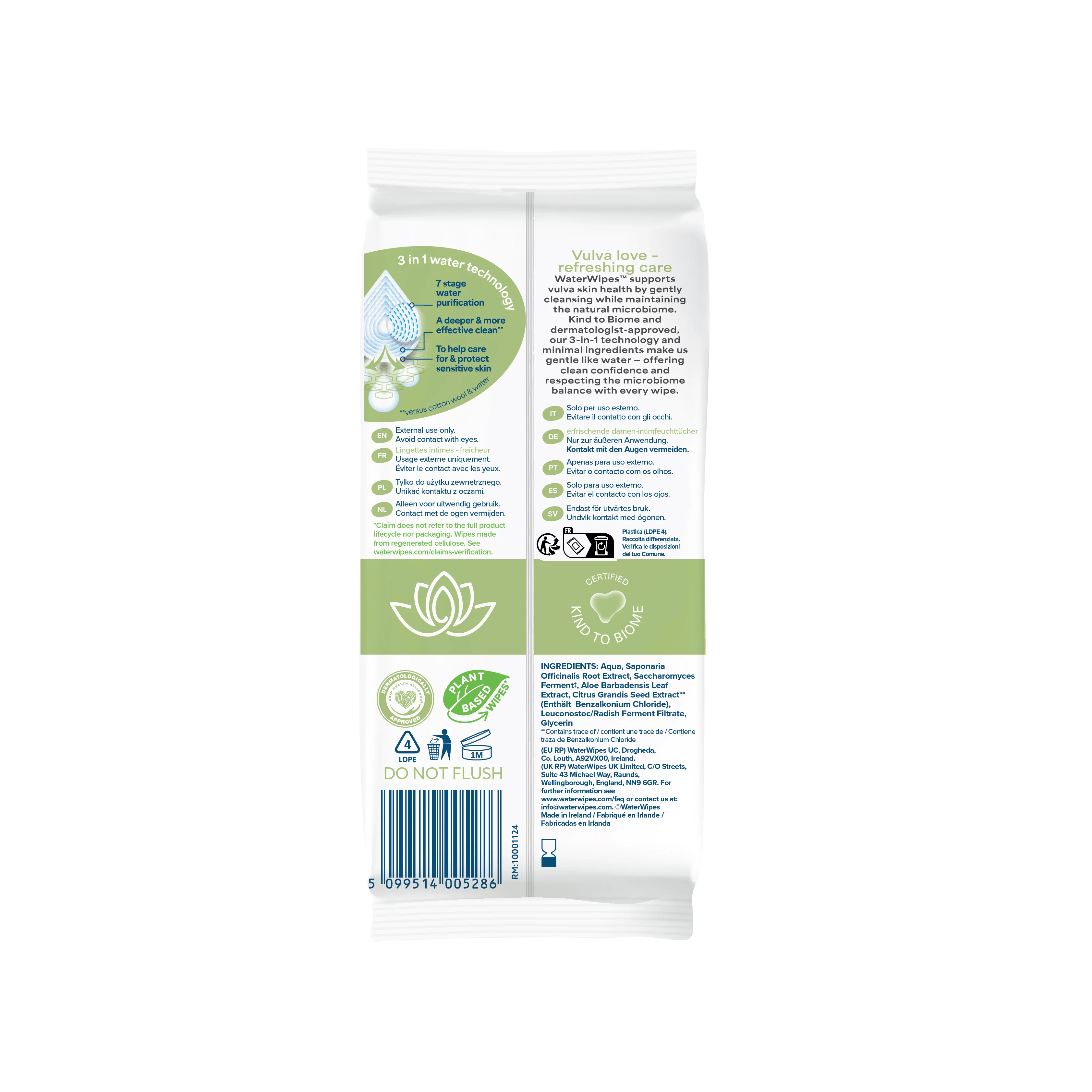 WaterWipes Fem Care Refreshing chusteczki nawilżane do higieny intymnej, 28 sztuk