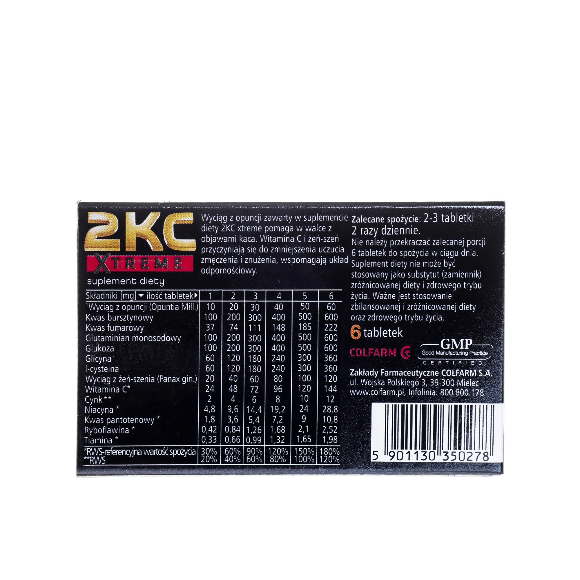 2 KC Xtreme, suplement diety, 6 tabletek 