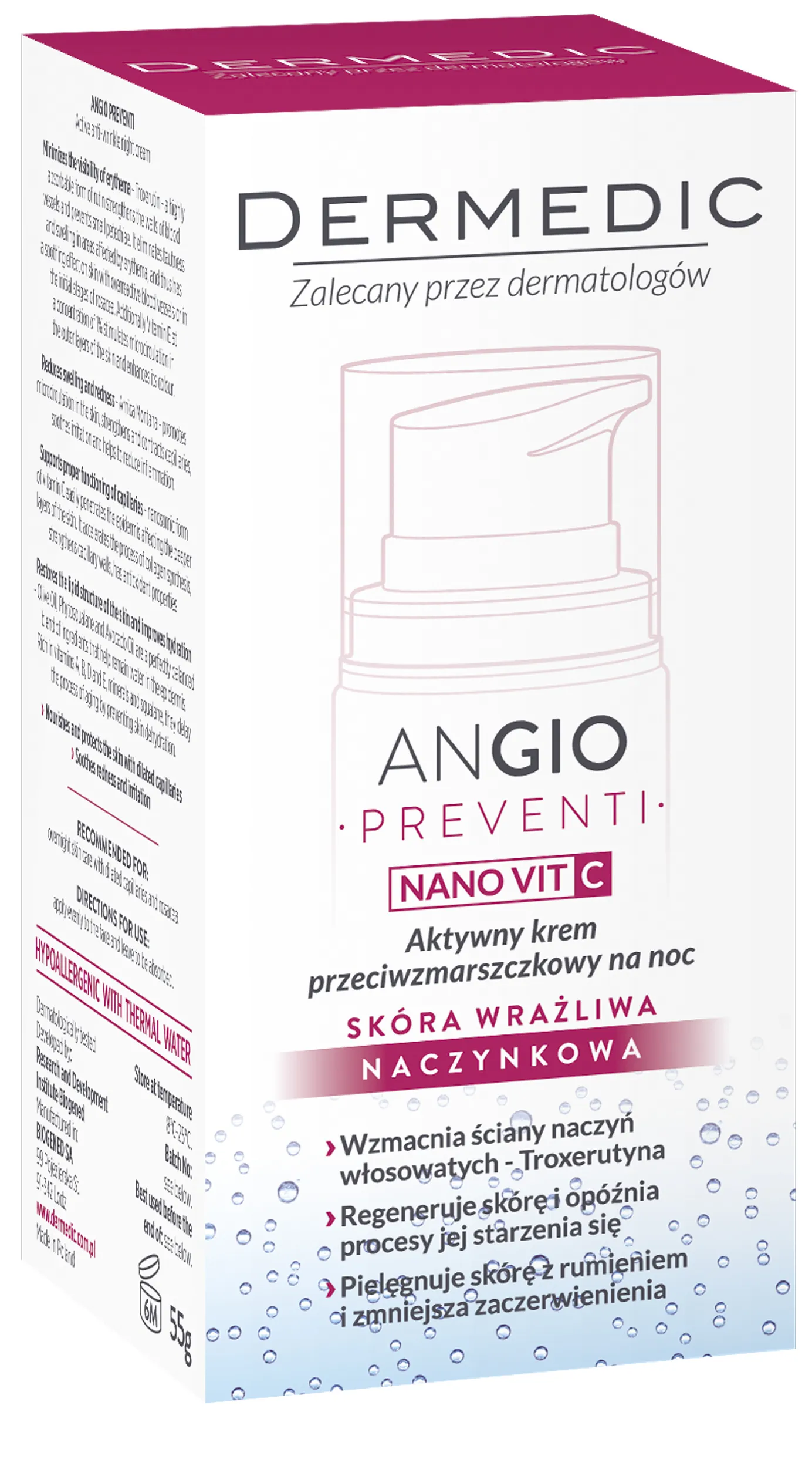 Dermedic Angio Preventi, aktywny krem przeciwzmarszczkowy na noc, 55 g 