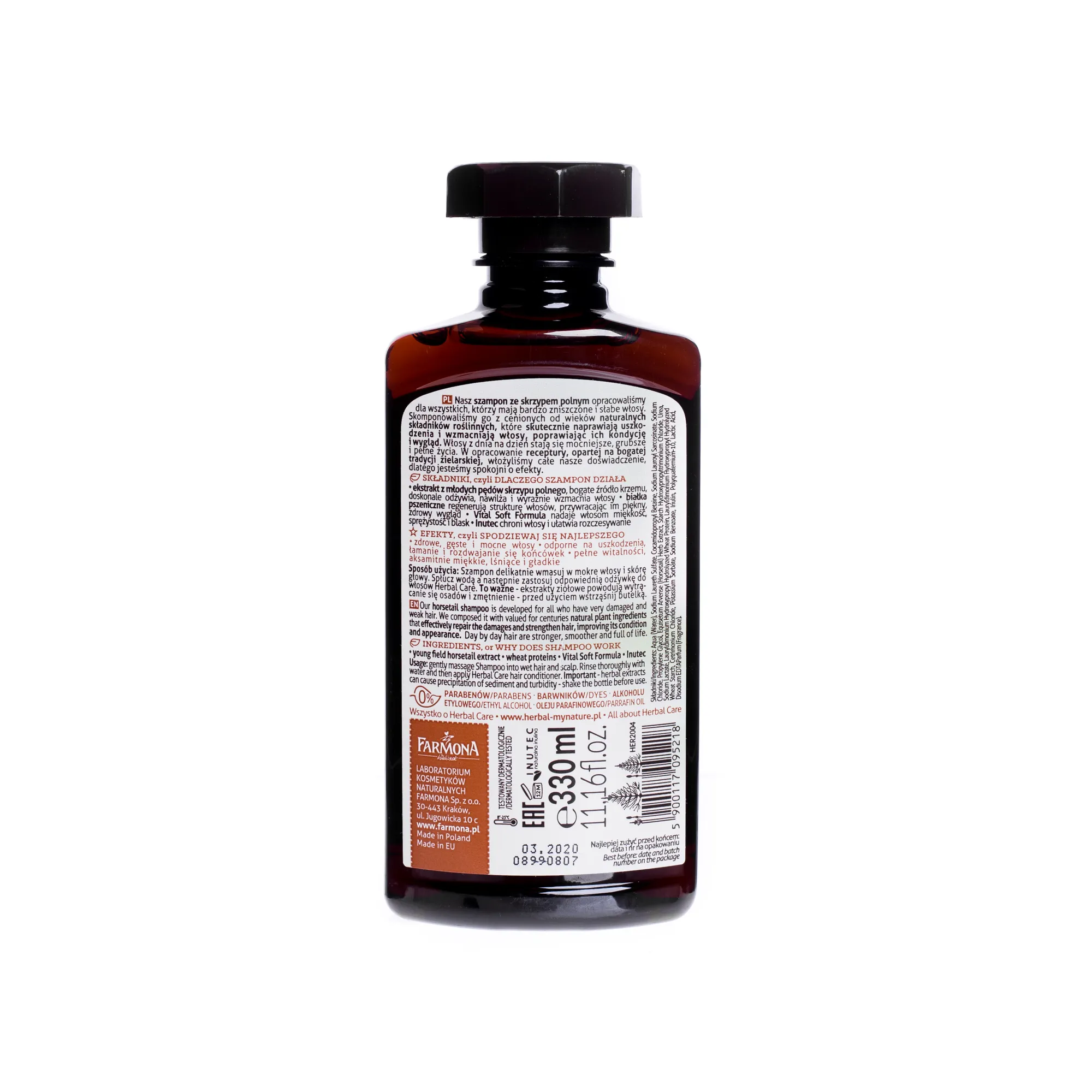 Herbal Care szampon do włosów bardzo zniszczonych Skrzyp polny, 330 ml 