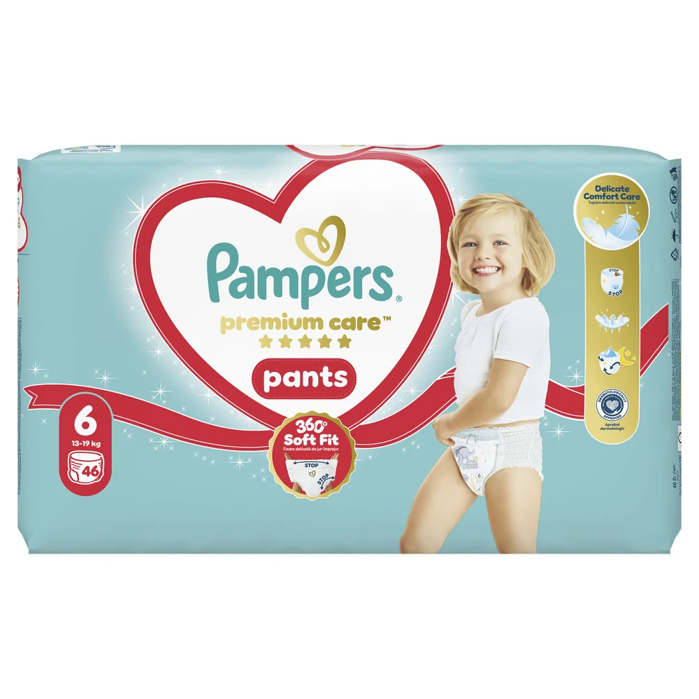 Pampers Premium Care Pants 6 pieluchomajtki, rozmiar 6, 13-19 kg, 46 sztuk