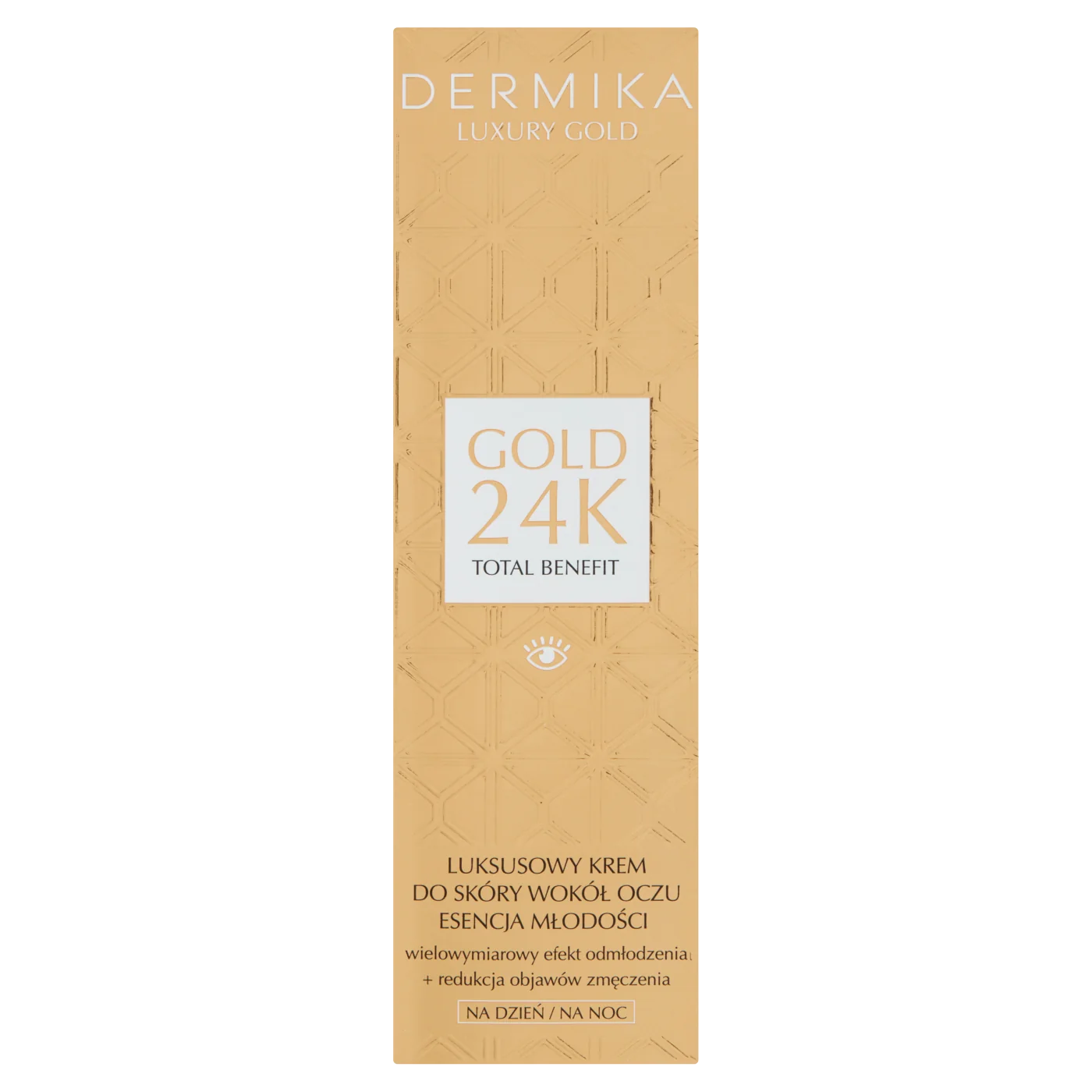 Dermika Luxury Gold 24K luksusowy krem do skóry wokół oczu esencja młodości na dzień i na noc, 15 ml