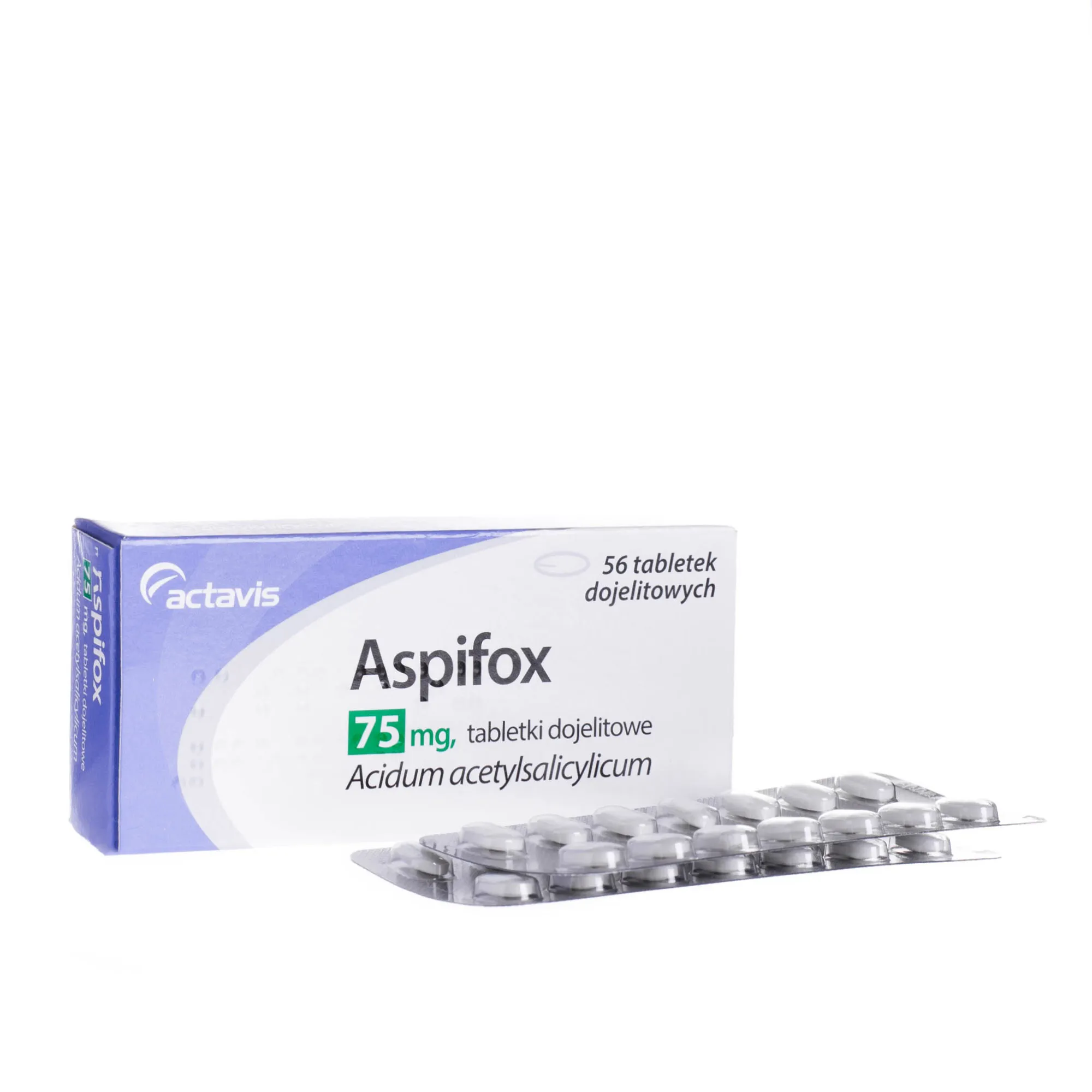 Aspifox 75 mg - lek przeciwpłytkowy, 56 tabletek dojelitowych