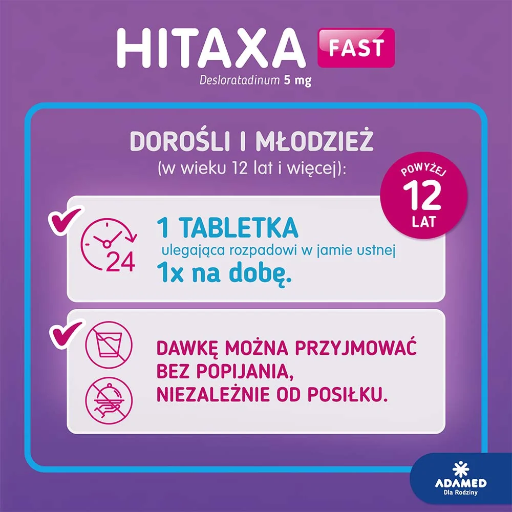 Hitaxa fast 5 mg, 10 tabletek ulegających rozpadowi w jamie ustnej