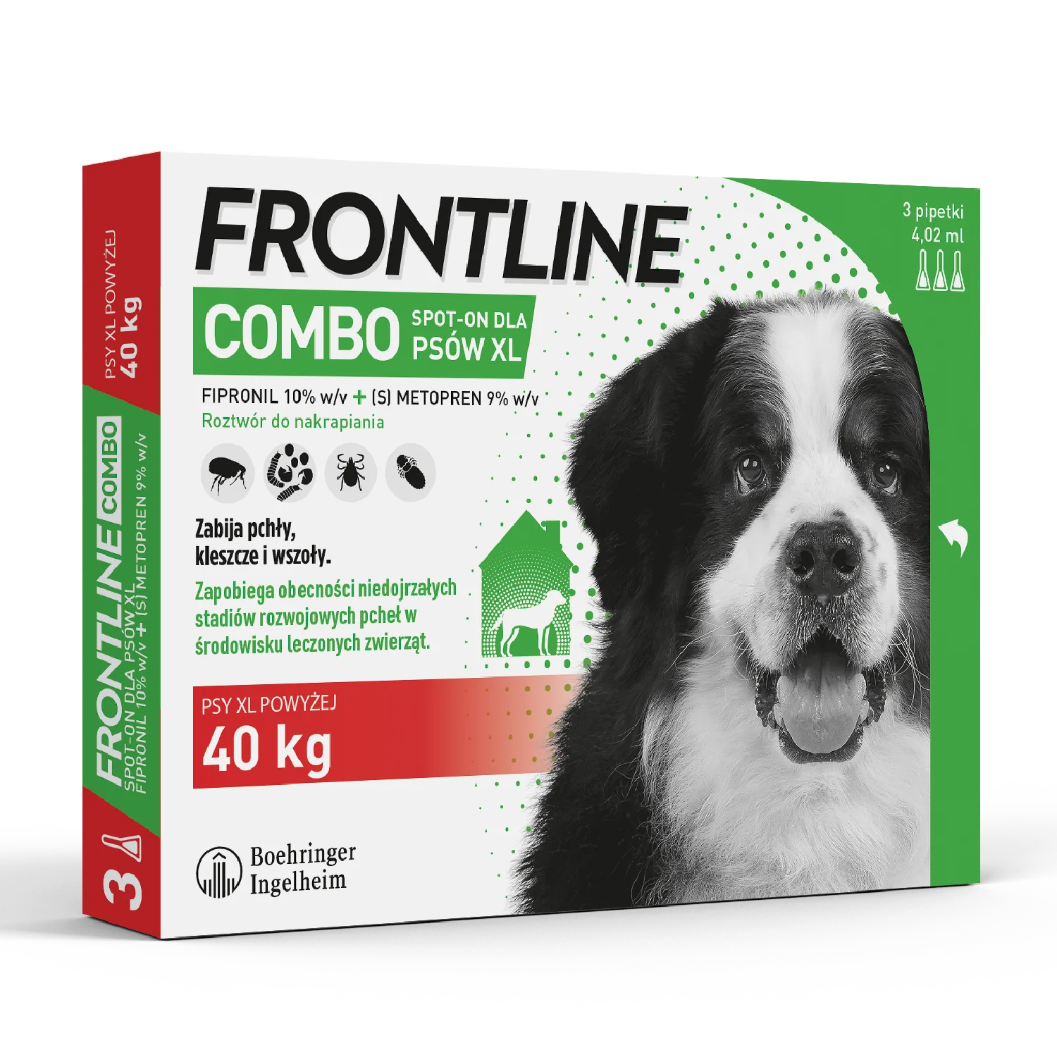 Frontline Combo XL (402,00 mg + 361,80 mg)/4,02 ml, roztwór do nakrapiania dla psów >40 kg, 3 x 4,02 ml