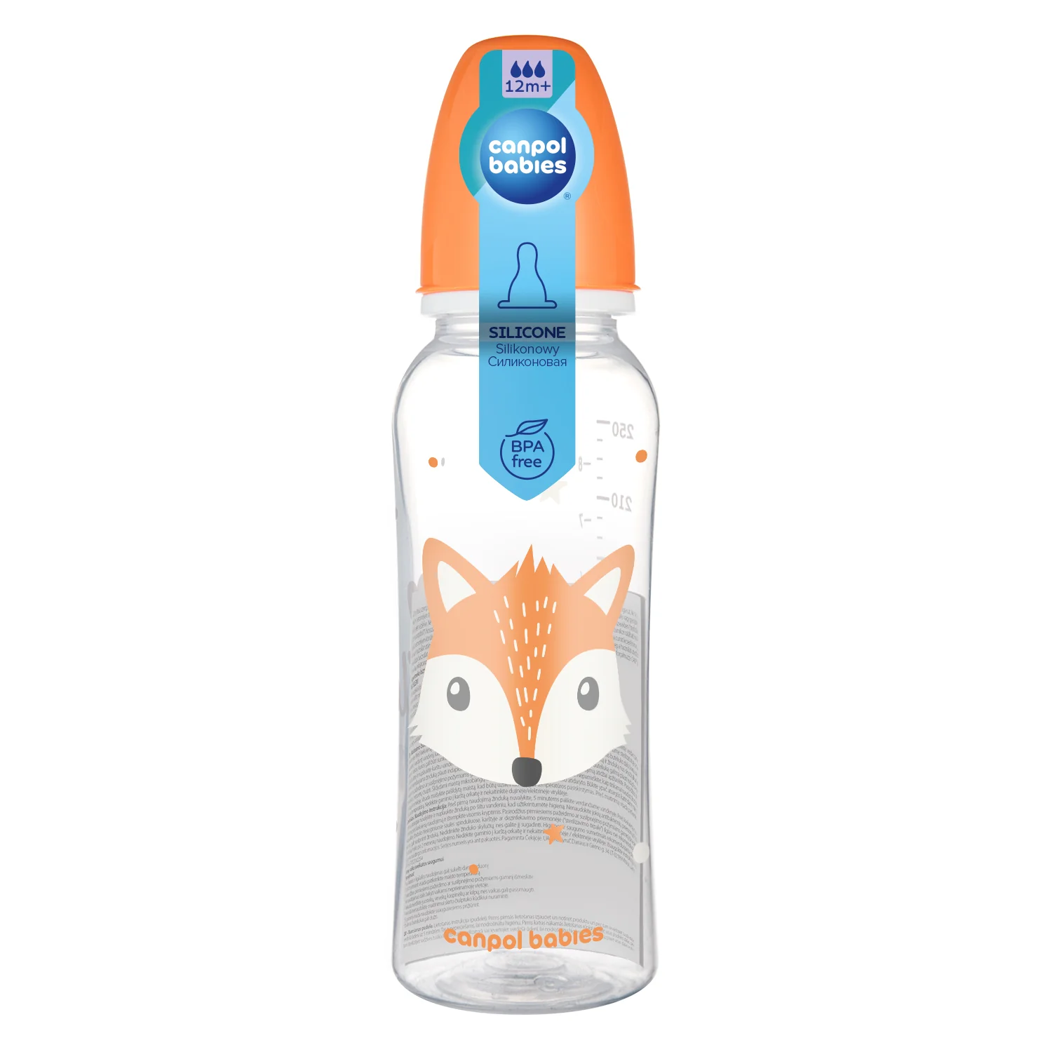 Canpol Babies CUTE ANIMALS pomarańczowa butelka 250 ml, 1 sztuka