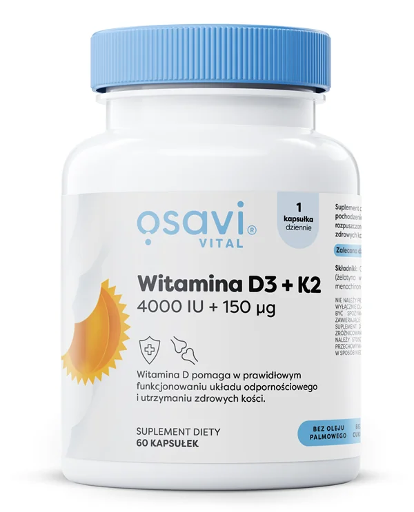 Osavi Witamina D3 + K2, 4000IU + 150 μg 60 kapsułek miękkich