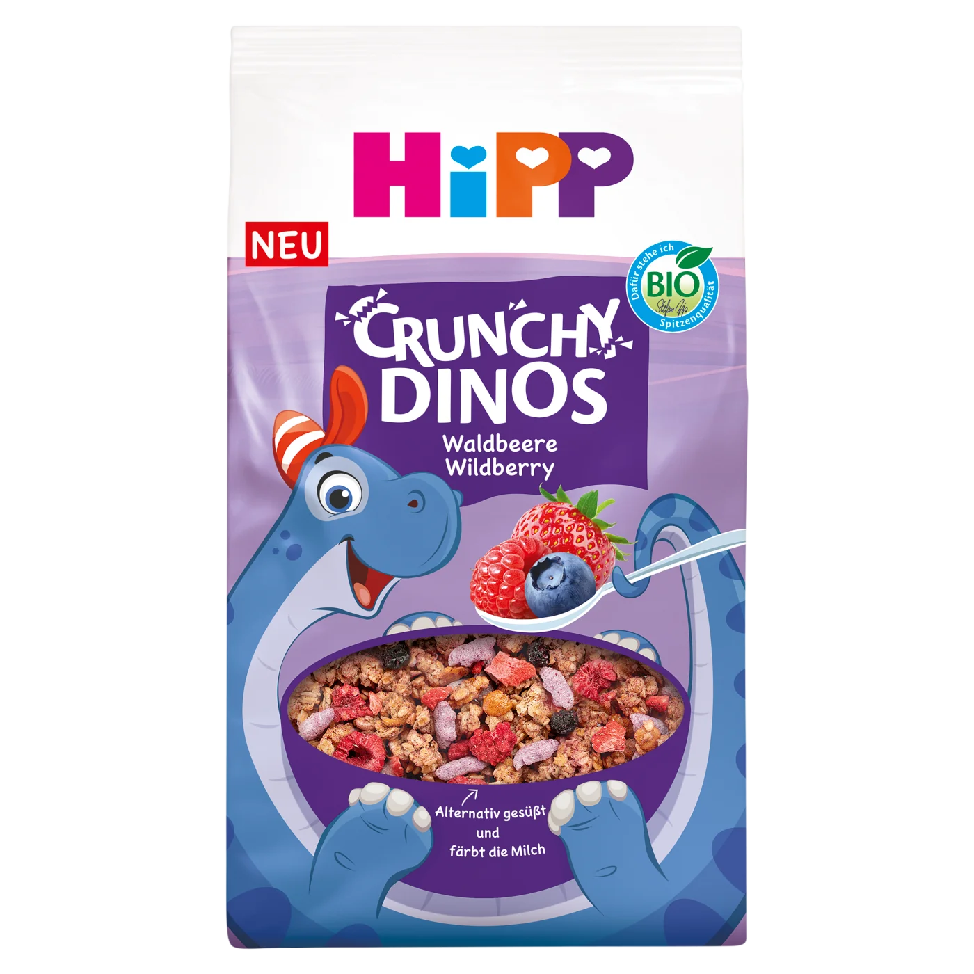 HiPP Crunchy Muslli chrupiące dinozaury, owoce leśne, 300 g