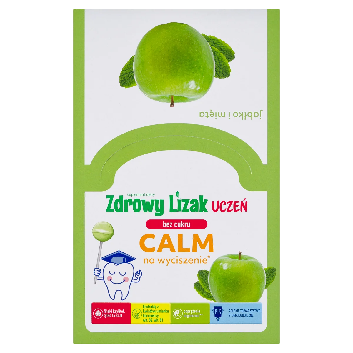 Zdrowy Lizak Uczeń Calm na wyciszenie smak jabłko-mięta, 40 sztuka