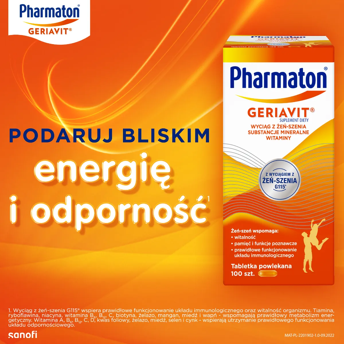 Pharmaton Geriavit, suplement diety, 100 tabletek powlekanych 