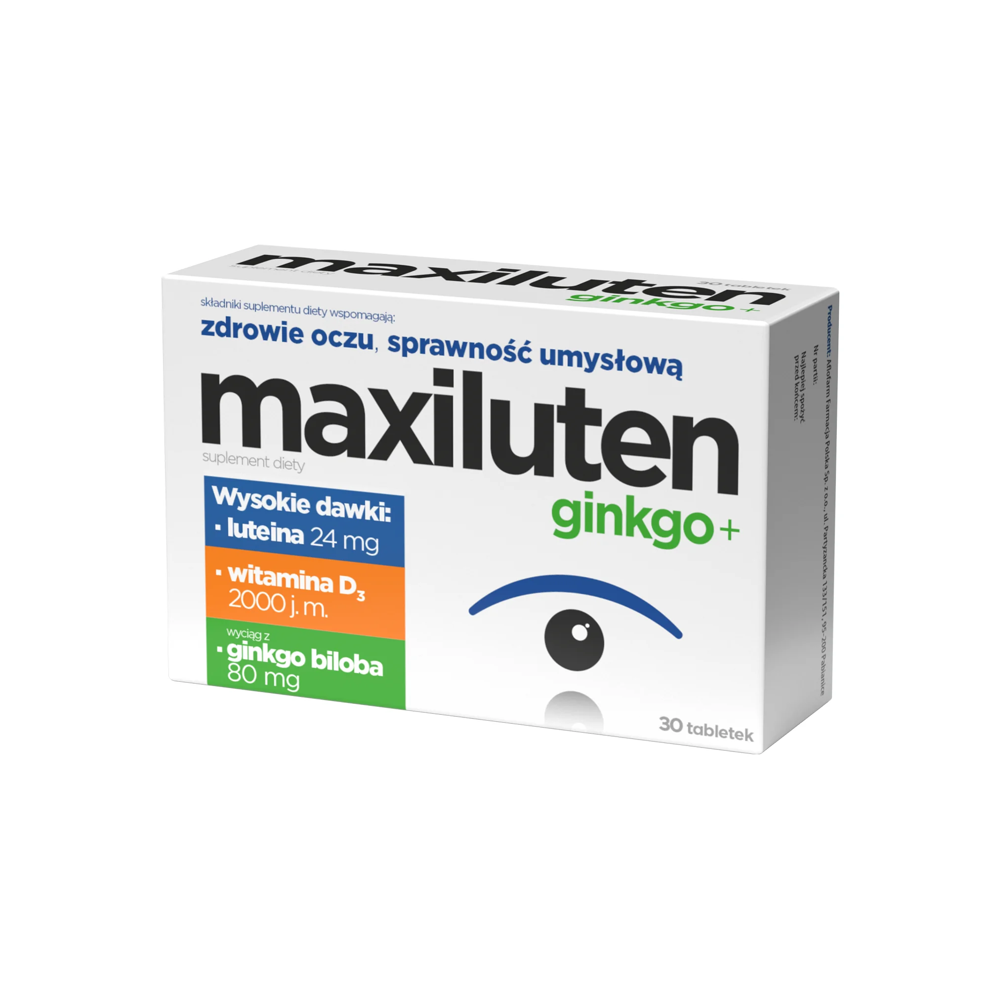 Maxiluten ginkgo+ suplement diety, 30 tabletek