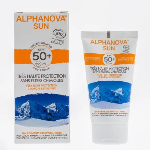 Alphanova Sun Bio, hipoalergiczny krem przeciwsłoneczny, filtr SPF50, 50 g