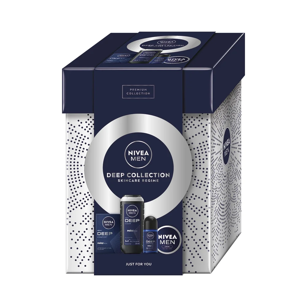 Nivea Men Deep Collection Zestaw żel pod prysznic, 250 ml + krem, 75 ml + antyperspirant, 50 ml + woda po goleniu, 100 ml